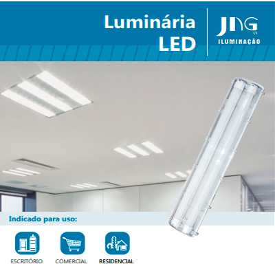 Foto do Produto Luminária Hermética para lâmpada Tubular T8/T10/T12-G13